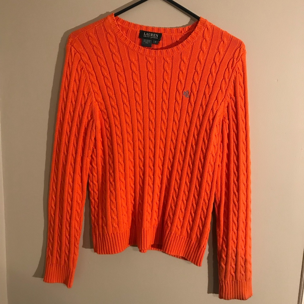 Lauren cable knit, crew neck sweater.
